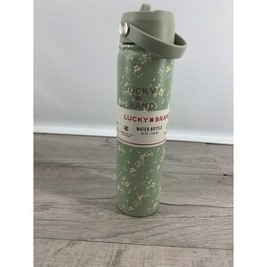 Lucky Brand Sage Green Floral Water Bottle 25oz Insulated Stainless Steel Straw